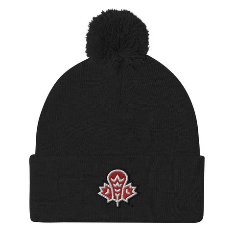 Embroidered Toque with Pom-Pom